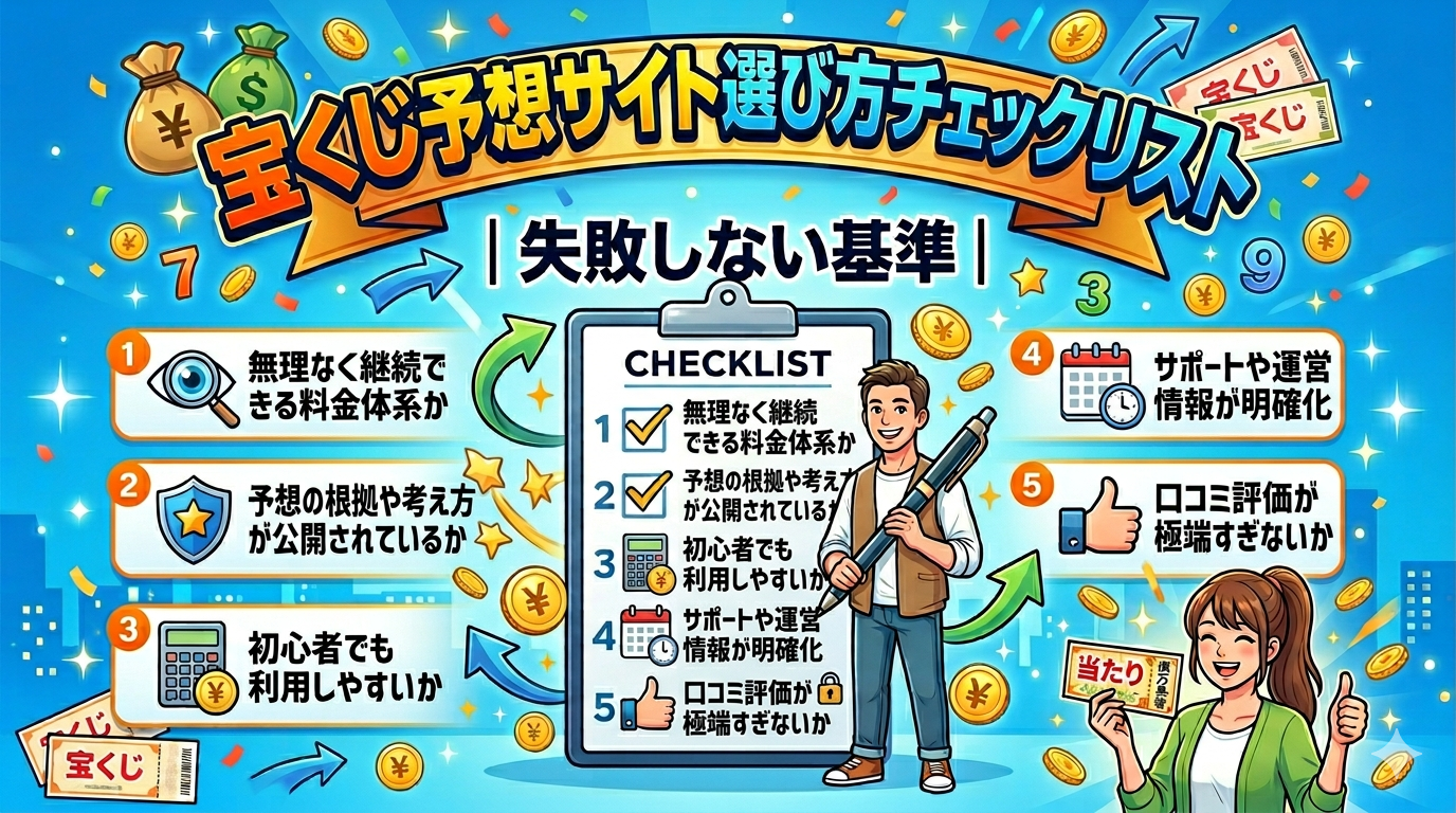 宝くじ予想サイト選び方チェックリスト|失敗しない基準