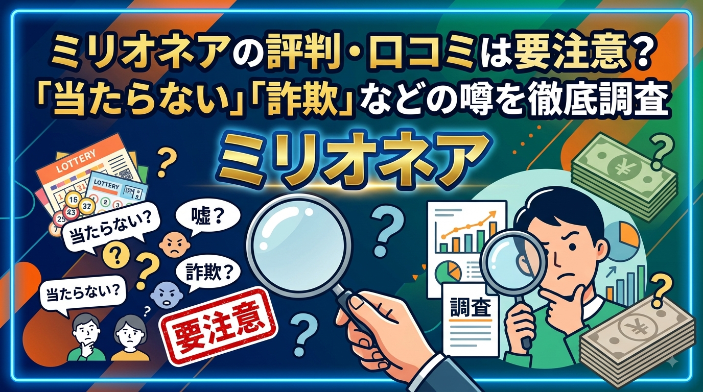 ミリオネアの評判・口コミは要注意?「当たらない」「詐欺」などの噂を徹底調査