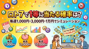 ロト7で1等に当たる確率は？毎週1,000円・3,000円・1万円でシミュレーション